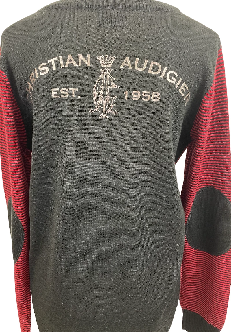 Two-tone striped sweater - signed Christian Audigier