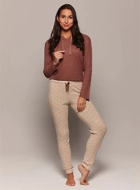 Relaxation set Hooded Top with minimalist floral print