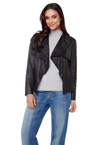Veste à grand col simili-cuir - Carré Noir