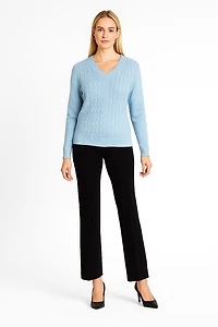 Braided knit sweater with a lustrous finish