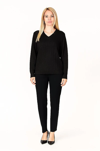 Knitted sweater with a glossy finish