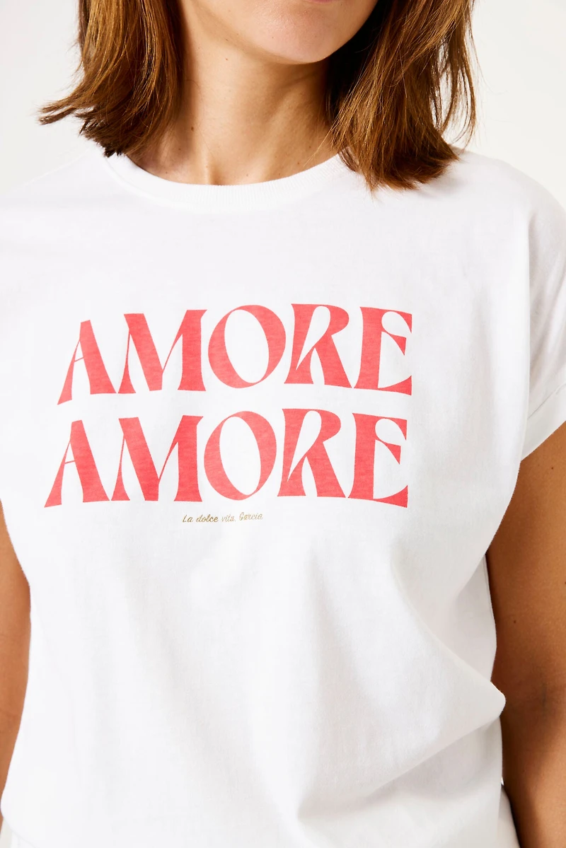 Amore script cotton Top