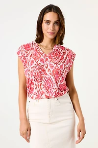 Top ''burnout'' fabric, pleated at the shoulders - Garcia
