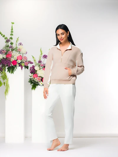 Chandail deux tons avec col à fermeture éclair - Elena Wang