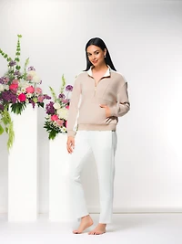 Chandail deux tons avec col à fermeture éclair - Elena Wang