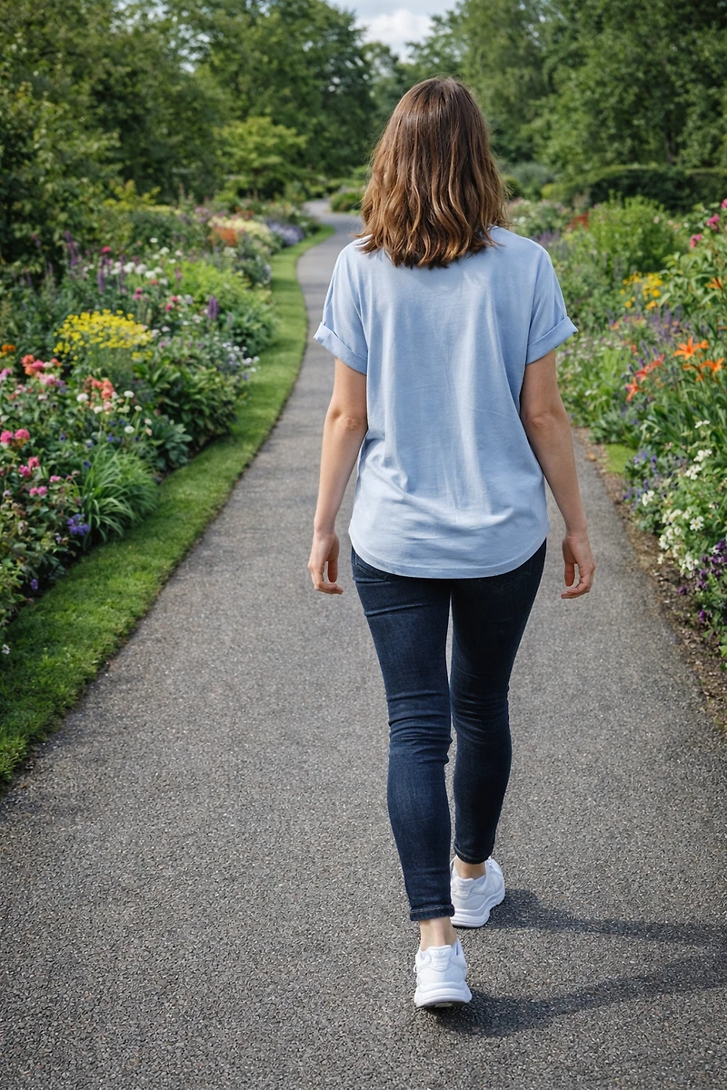Casual T-shirt with rolled-up batwing sleeves