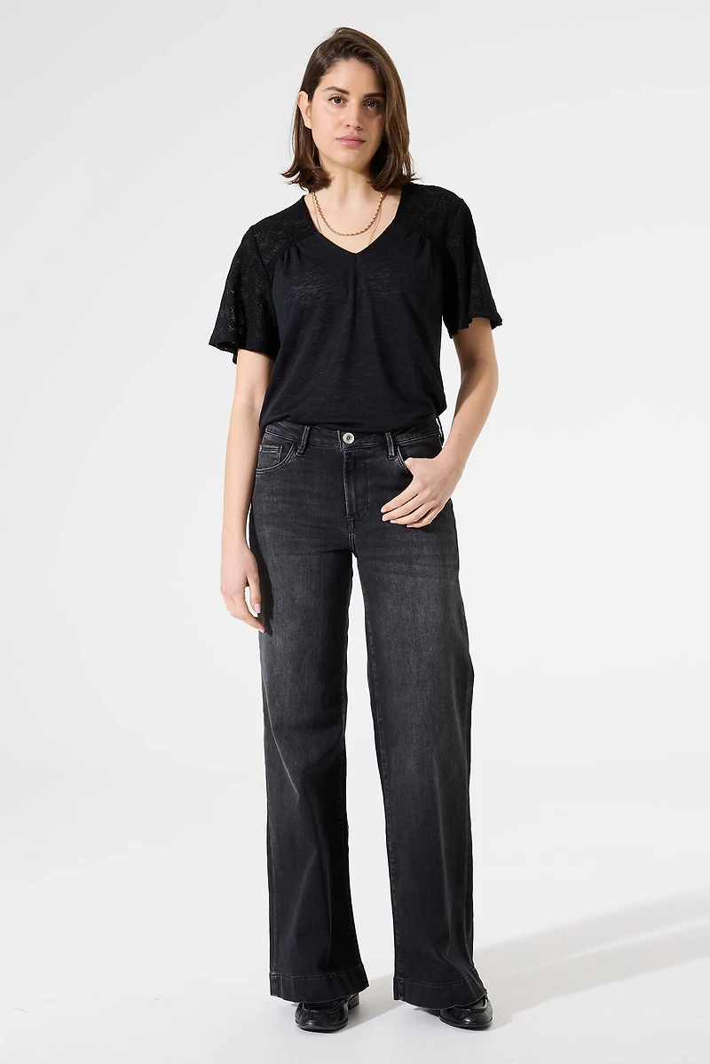 Top with lace inserts - Garcia