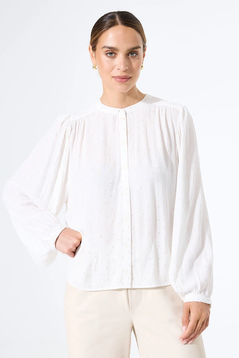 Loose-fitting button-down blouse with puff sleeves - Garcia