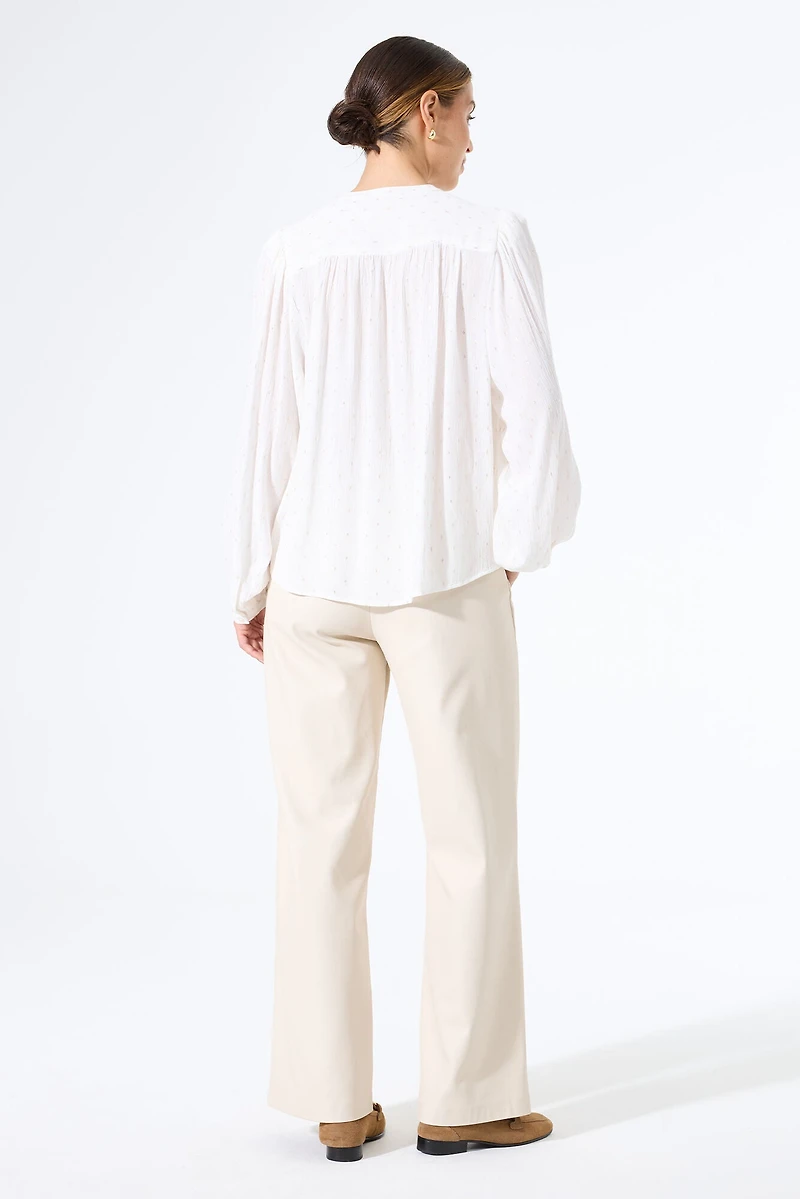 Loose-fitting button-down blouse with puff sleeves - Garcia