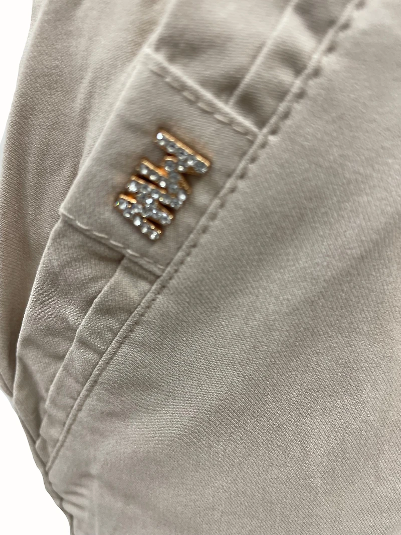 Pantalon capri à taille ajustable avec logo en strass