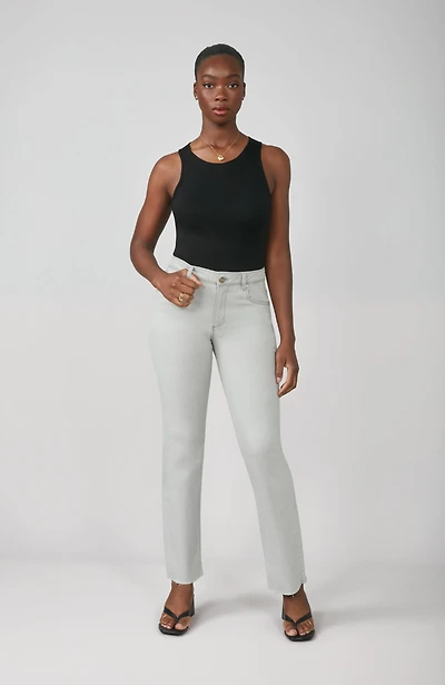 Straight-leg jeans with mid-rise waist gray