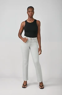 Straight-leg jeans with mid-rise waist gray