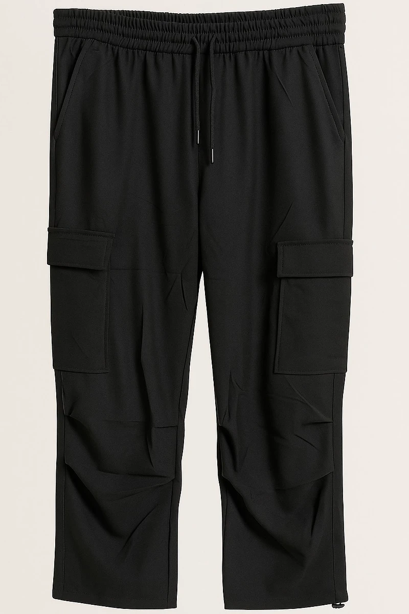 Pantalon droit cargo avec plis genoux