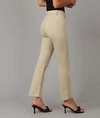 High-waisted slim-fit jeans sand