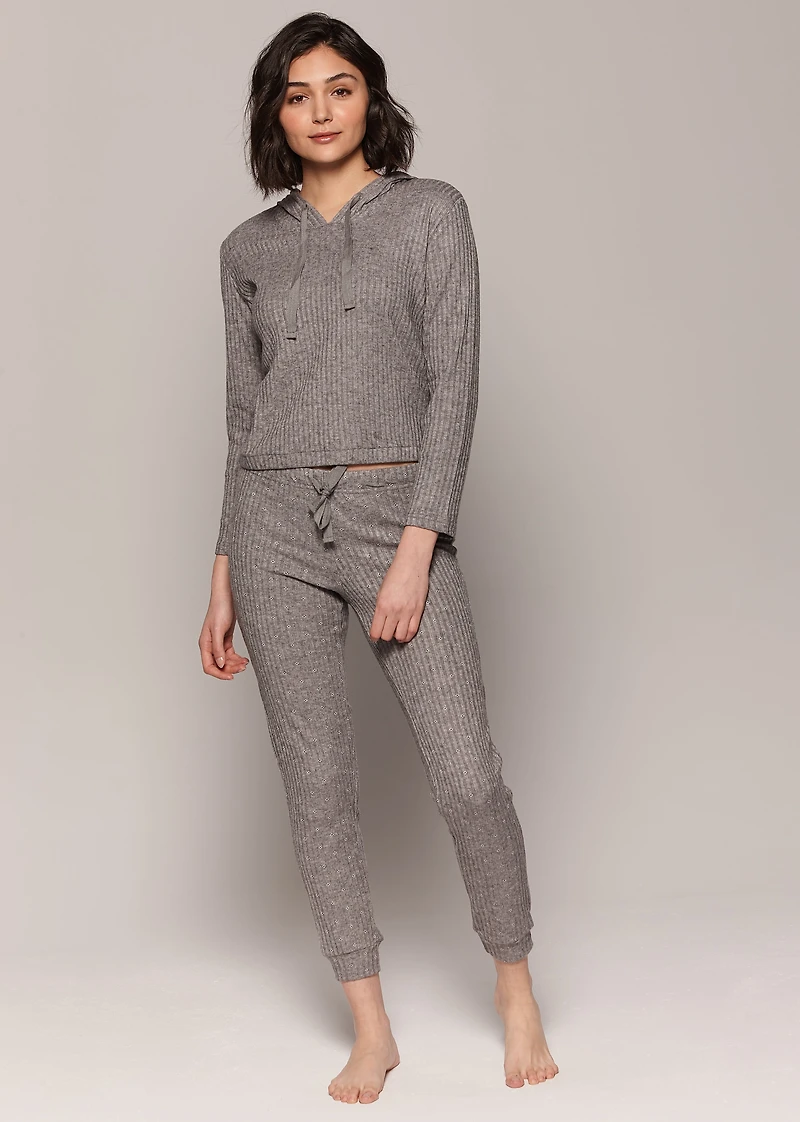 Relaxation set Hooded Top with minimalist floral print