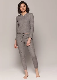 Relaxation set Hooded Top with minimalist floral print