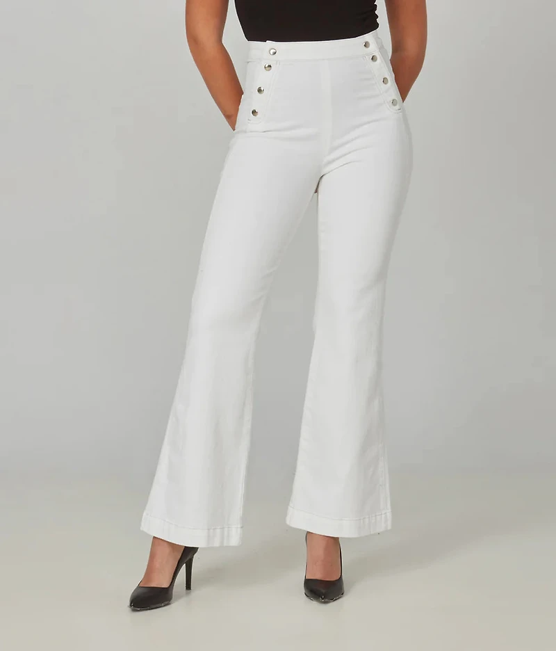 Pantalon jean évasé boutons latéraux - Lola Jeans