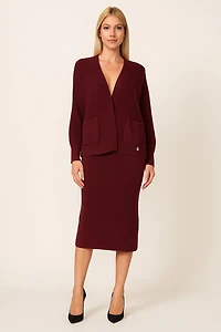 Knitted cardigan and skirt set