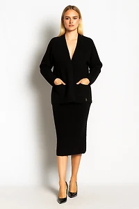 Knit cardigan-skirt set