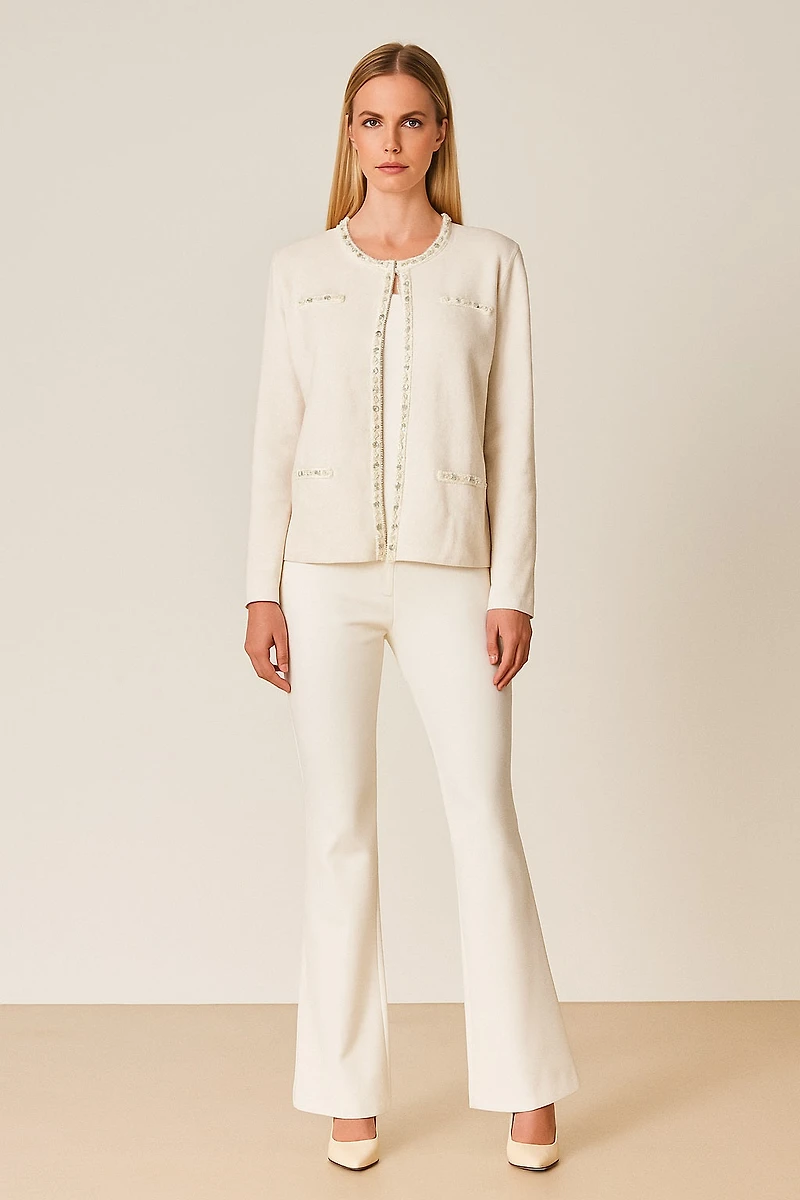 Cardigan en tricot avec perles/strass