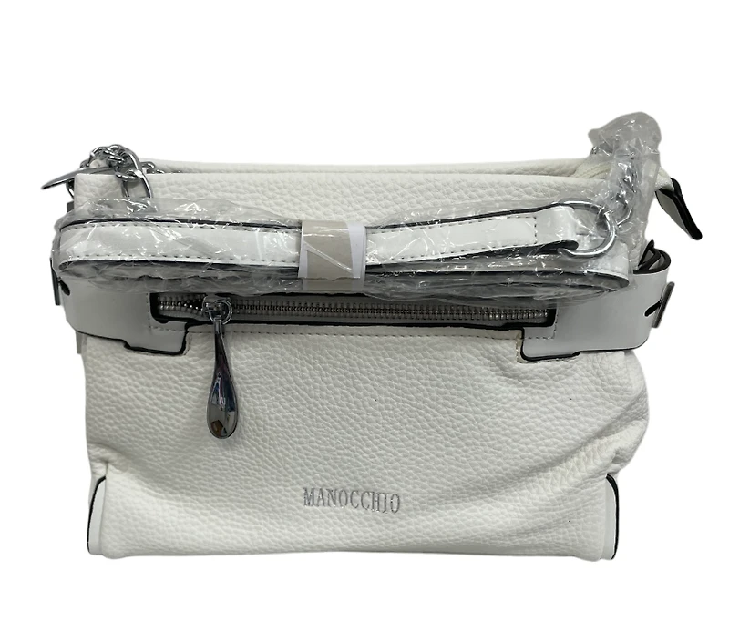 Textured handbag with front and back pockets