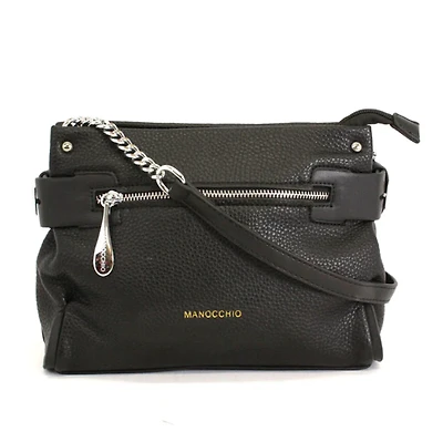 Textured handbag with front and back pockets