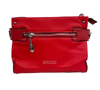 Textured handbag with front and back pockets