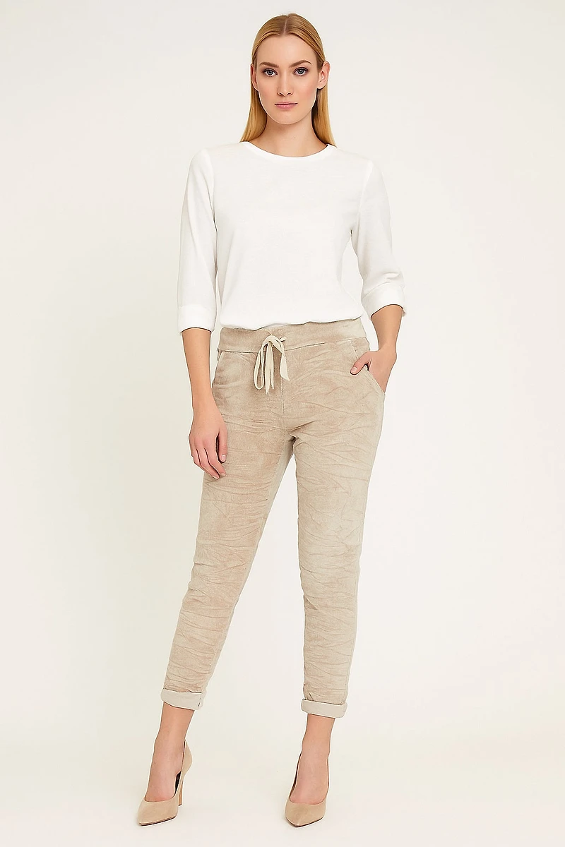 Pantalon froissé fini velour
