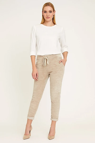 Pantalon froissé fini velour