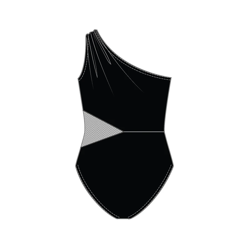Maillot 1pc uni avec insertion de maille à 1 épaule