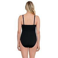 Bloomfield 1p uni/floral twill swimsuit