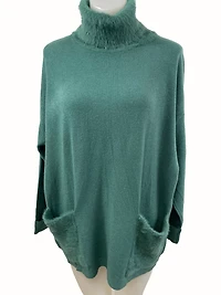 Angora knit sweater with a collar and pockets