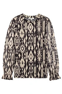 Printed mesh Top with frills on sleeves