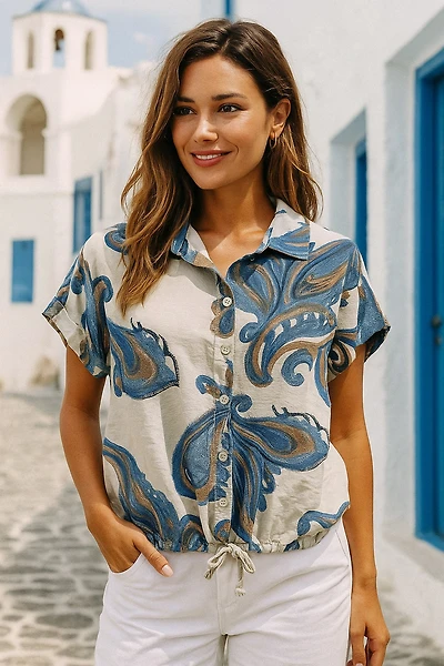Chemisier boutonné imprimé paisley