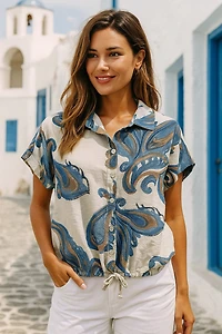 Chemisier boutonné imprimé paisley