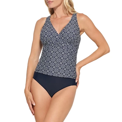 Maillot 1 pièce fauxkini au haut imprimé mosaïque