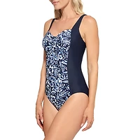 Maillot 1 pièce uni/imprimé floral