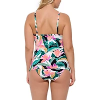 Haut de maillot tankini imprimé exotique avec torsade - séparé