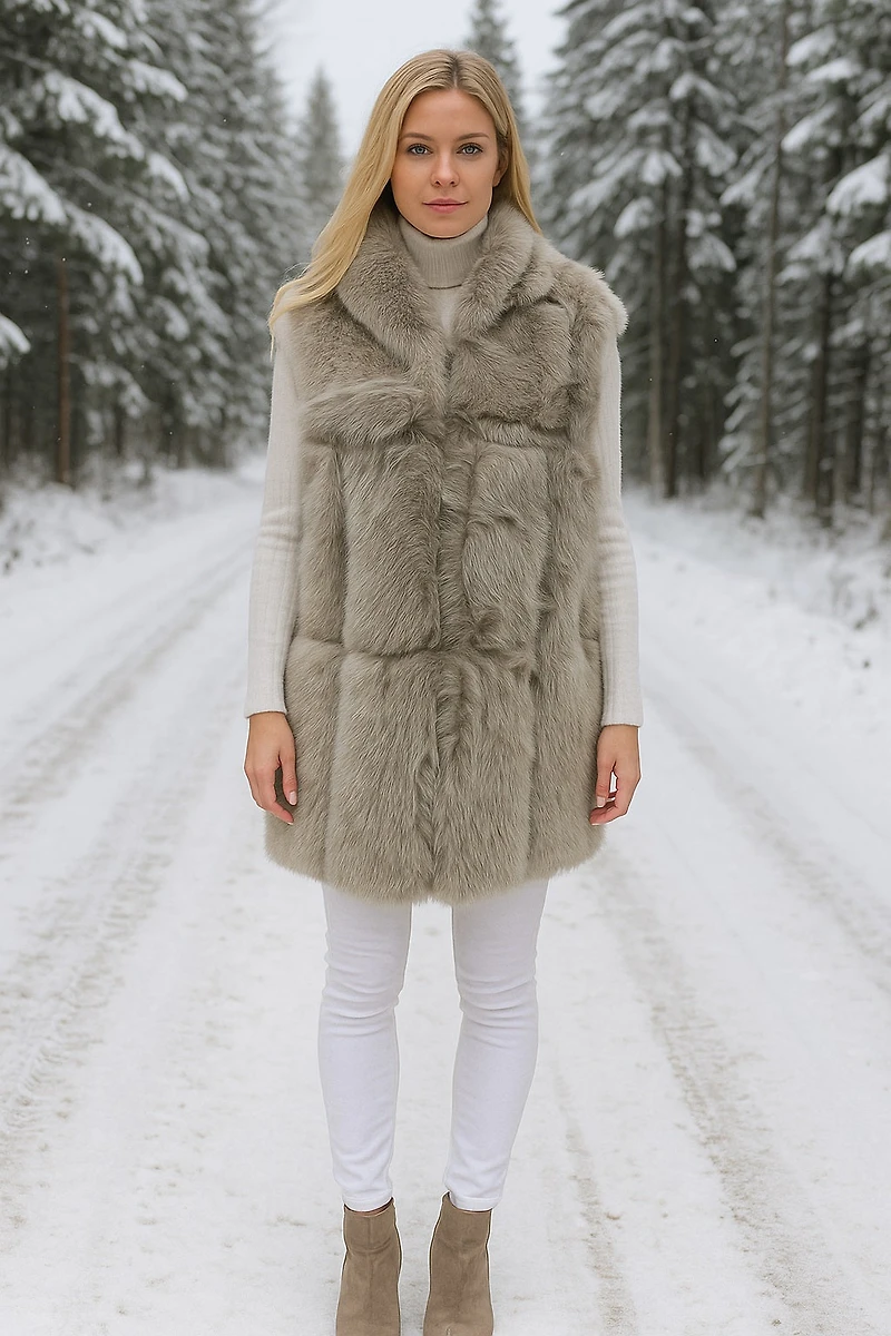 Gilet sans manches en simili-fourrure