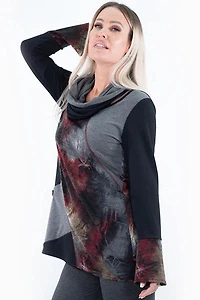 Asymmetrical cut-out Top with circular scarf - Michael Tyler