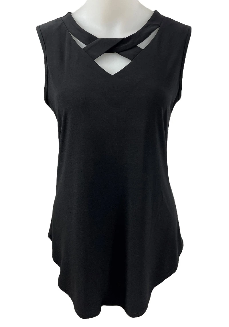 Plain sleeveless Top with criss-cross front
