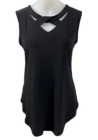 Plain sleeveless Top with criss-cross front