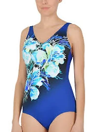Maillot 1 pce fleurs en biais
