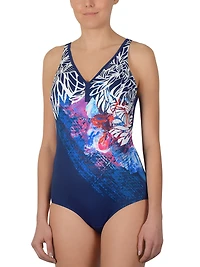 Maillot 1 pce imprimé multi en biais