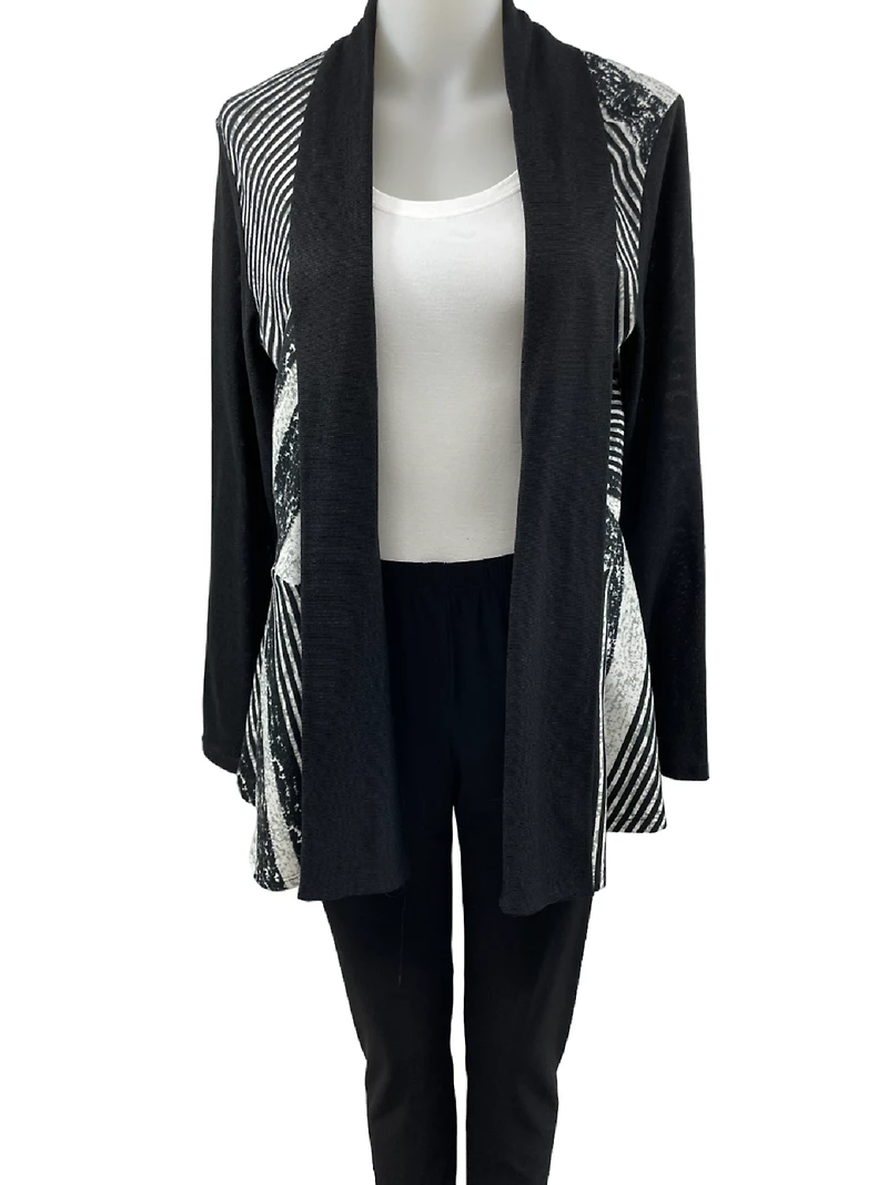 Multi-striped bolero, cinched at the waist