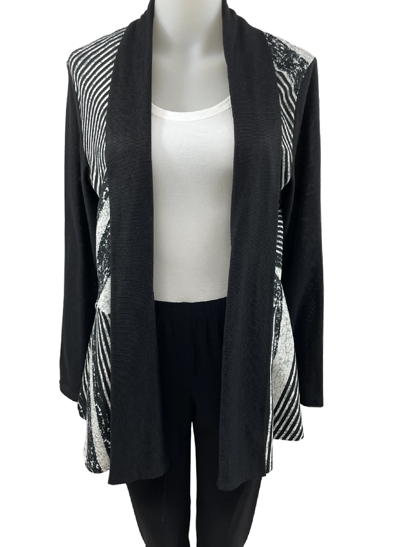 Multi-striped bolero, cinched at the waist