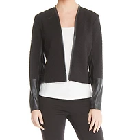 Quilted jacket with leatherette inserts