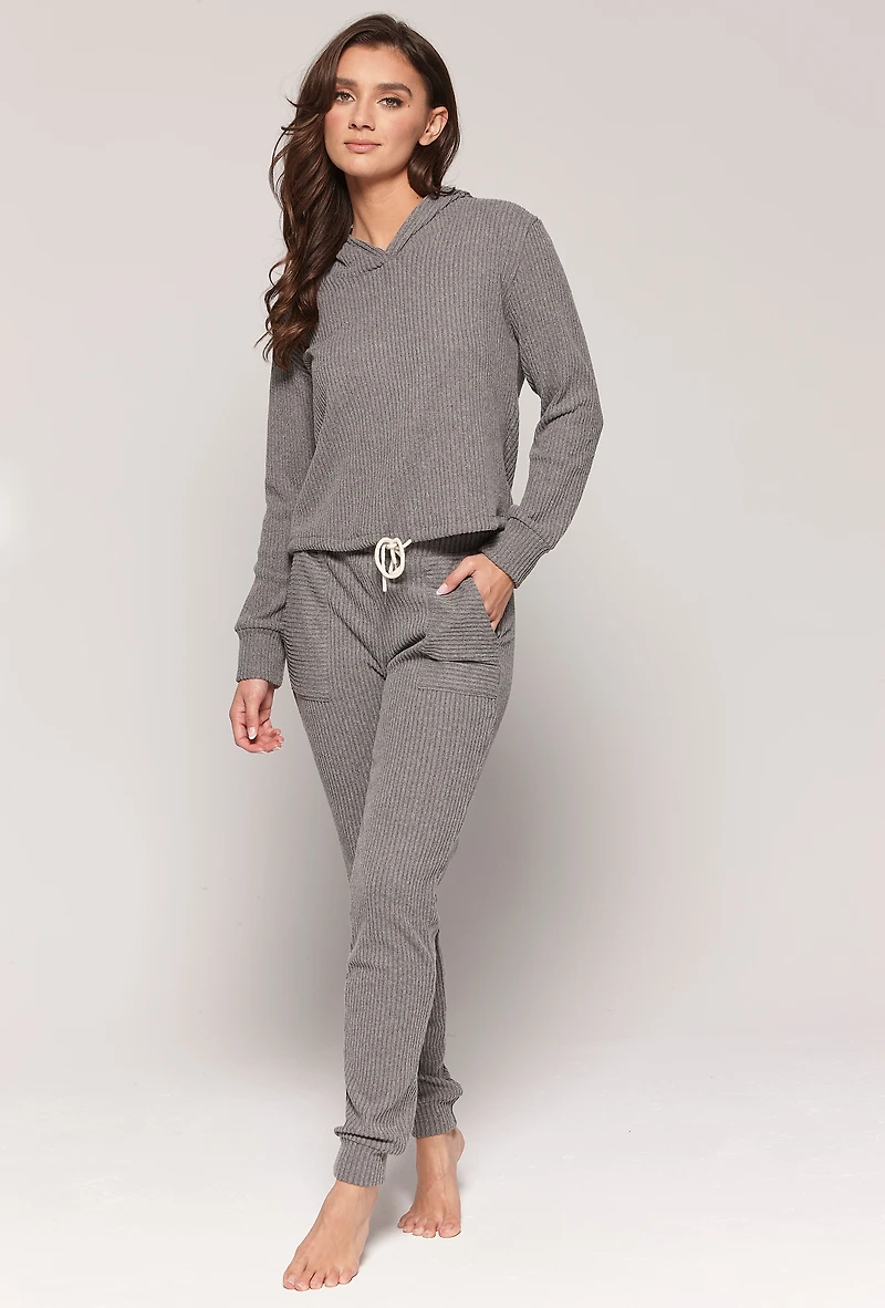 Ribbed hooded lounge Top