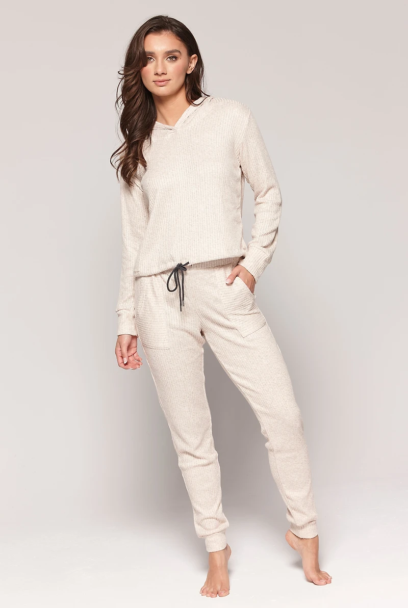 Ribbed hooded lounge Top