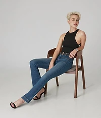 Pantalon bootcut à taille haute en jean extensible et durable